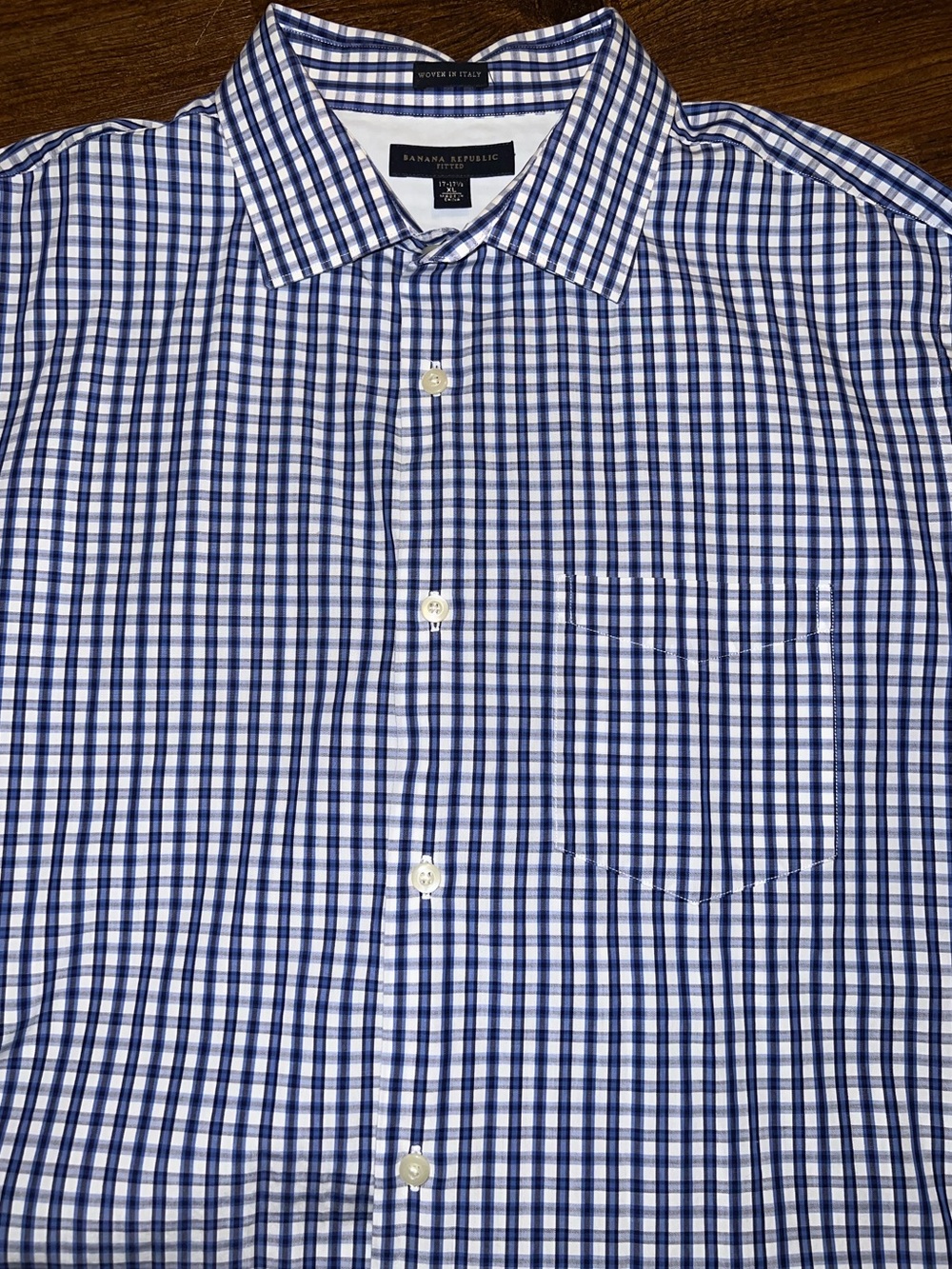Banana Republic Gingham Classic Blue White Preppy Button Up Shirt Size XL - Picture 2 of 10